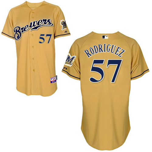 Francisco Rodriguez #57 MLB Jersey-Milwaukee Brewers Men's Authentic Gold Baseball Jersey